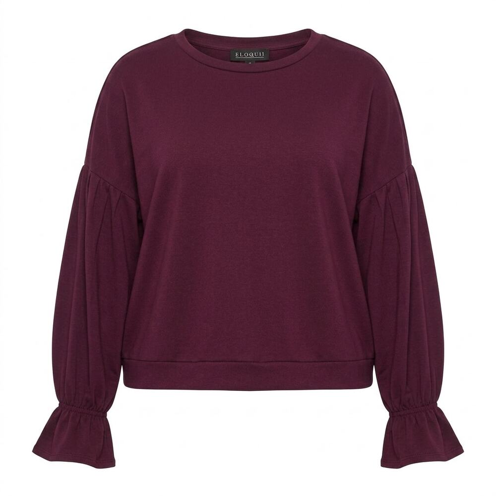 Eloquii Purple Ruffle Crew Neck Knit Stretch Top Women Size 22/24